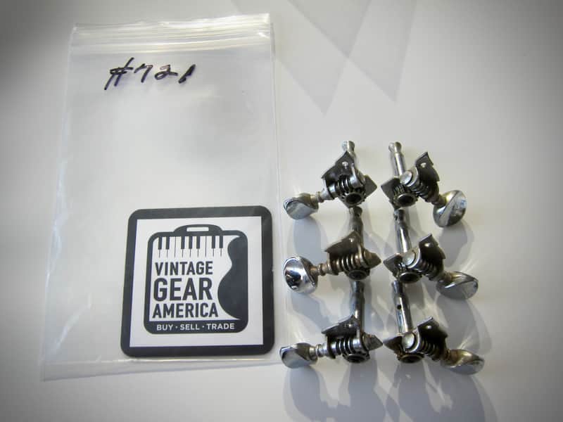Teisco Del Rey Tuning Machines Three on a Side Authentic Vintage Part Circa 1954-1964 Chrome image 1