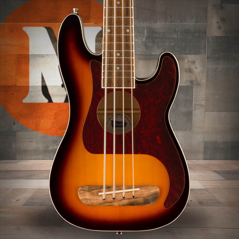 Fender Fullerton Precision Bass Uke, Walnut Fingerboard, Tortoiseshell Pickguard - 3-Color Sunburst image 1