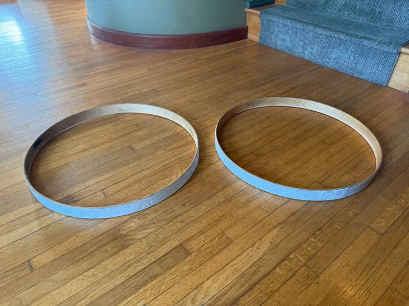 DW Collectors 22" WMP White Marine Pearl Bass Drum Hoop Pair Hoops image 1
