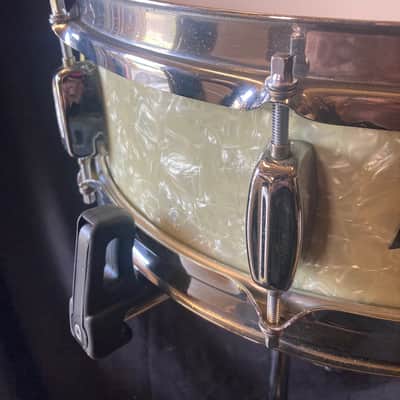 Paul "Jamo" Jamieson's Rogers - 5x14" PowerTone Model White Marine Pearl Snare Drum 1965 image 2