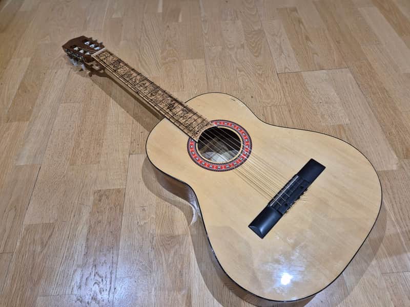 Fretless 3/4 Sized Classical Guitar with Pyrography Neck image 1