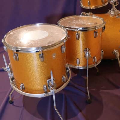 Ludwig USA 4pc Drum Kit Set 6 Ply Maple 12/14/16/22" Gold Sparkle image 6