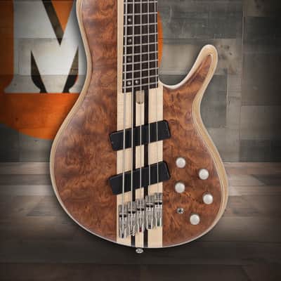 Cort Artisan Series A5 Beyond 5 String Bass Guitar - Open Pore Bubinga Natural image 1
