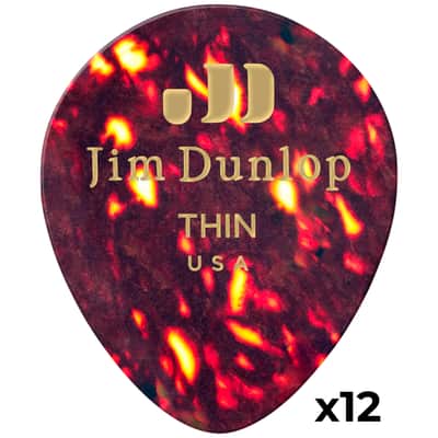 485P05TH Genuine Celluloid Teardrop Écaille Thin x12 Dunlop image 1