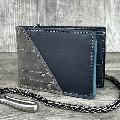 Anthology Gear Leather Chain Wallet with Guitar Pick Slots - Grey/Black image 1
