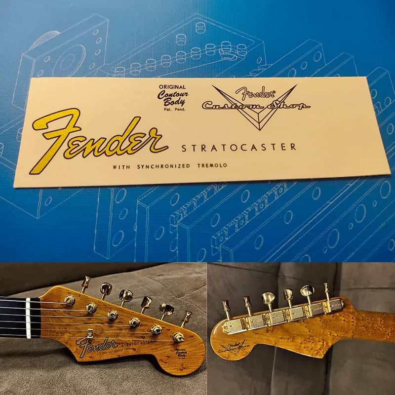 Original Fender Electric Guitar Headstock Logo Water Transfer Decal with Peel-ST-63(2)-Off Film image 1