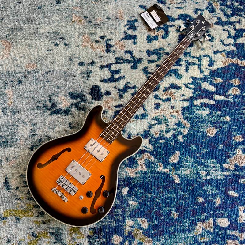 Warwick WRB1594 68PP FMTMFR RockBass Star Bass 4-String Semi-Hollow Electric Bass, Flamed Maple Vintage Sunburst Transparent High Polish RBK569823-25 image 1