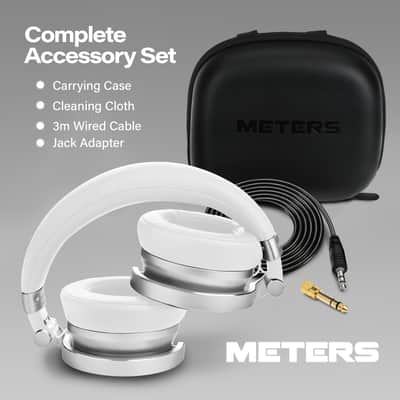 Meters OV-1-B-C Over-Ear Wireless Headphones with Active Noise Cancellation - Studio-Quality Sound with 16-Hour Playback & VU Display - Bluetooth 5.0, App-Controlled, 40mm Drivers (White) image 8