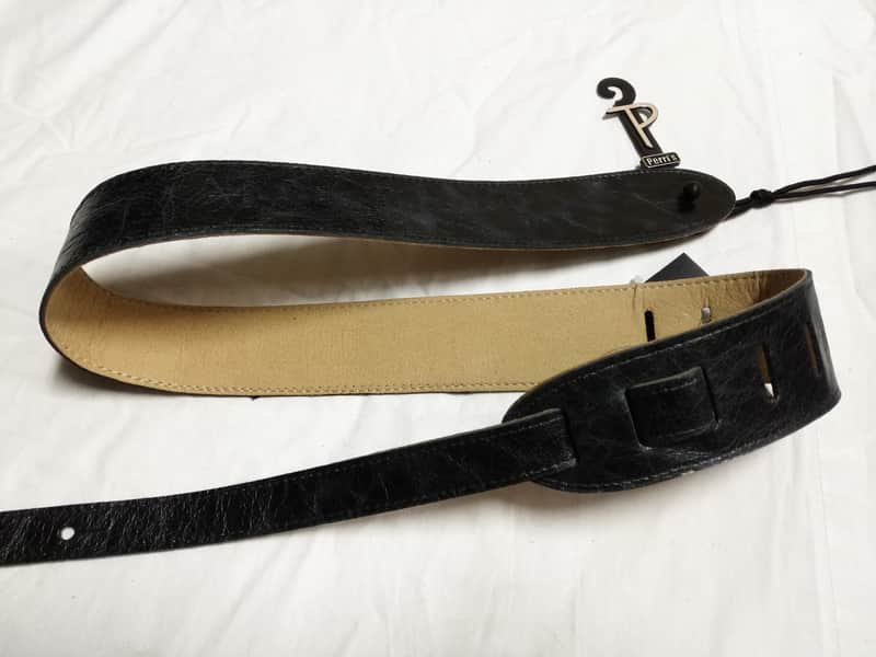 PERRI'S Distressed top Black Leather Guitar strap NEW - 2" wide image 1