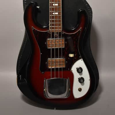 1960s Kingston (Kawai/Teisco) Solidbody Electric Bass Guitar Red Burst MIJ image 1