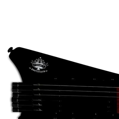 BootLegger Guitar Spade Black Headless With Stiletto Case & Flask image 17