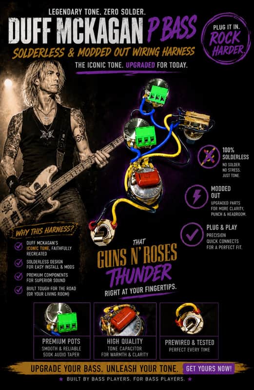 Pro Tones Exclusive - Duff McKagan Modded Out Solderless P Bass Wiring Harness image 1