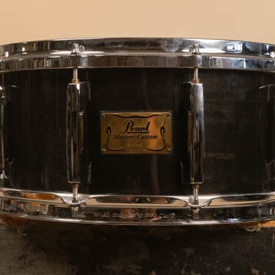 1990s Pearl 6.5x14 Masters Custom Black Mist Snare Drum image 1