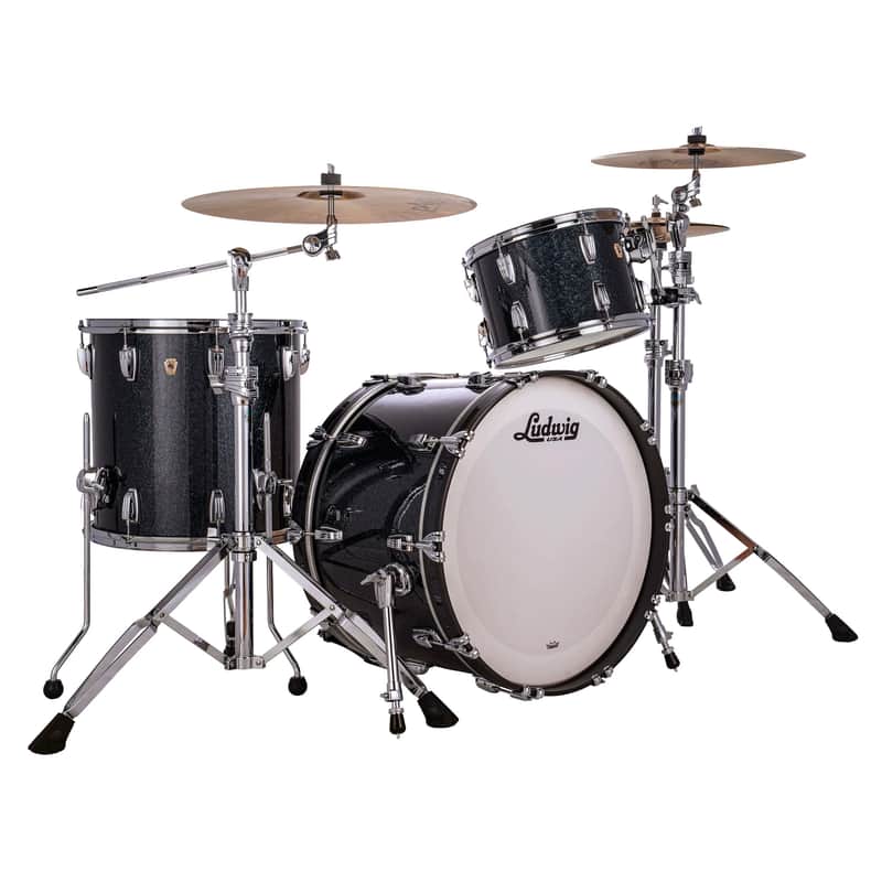 Ludwig Hybrid Black Sparkle 3pc Maple Drum Set image 1