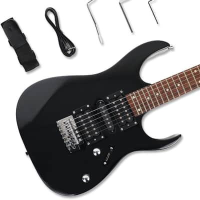 Electric guitar full size single tremolo HSH pickups maple neck body 25.5inch scale length black for starter beginner party show image 1