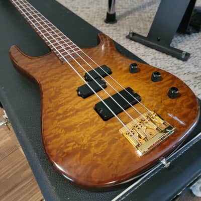 1991 Hamer USA Chaparral 4 String Bass Guitar Beautiful Honey Quilt Top/Back W/OHSC 8.5 Pounds image 1