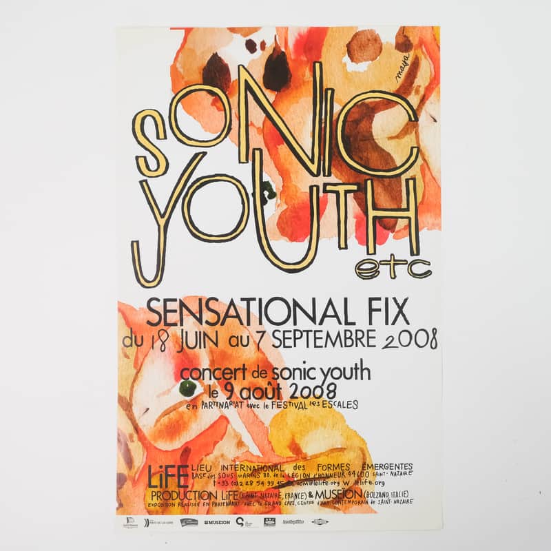 Sonic Youth and Sensational Fix 2008 French Poster #3(White) 24"x16" Owned by Sonic Youth image 1