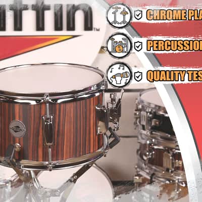 GRIFFIN Snare Drum 10"x6" Poplar Wood Shell (PopcornPUNCH Edition) – Mini Snare with Black Hickory PVC, Throw Off, Drum Key & Coated Head image 6
