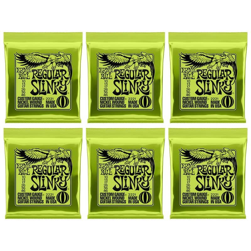 6-Pack Ernie Ball 2221 Regular Slinky Nickel Wound Electric Guitar Strings (10-46) Bild 1