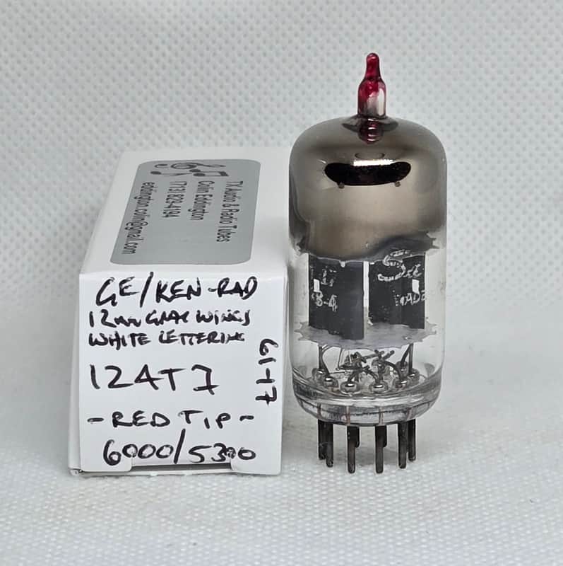 GE / Ken-Rad 12AT7 ***Red Tip*** Gray Plate Balanced Single NOS ECC81 image 1