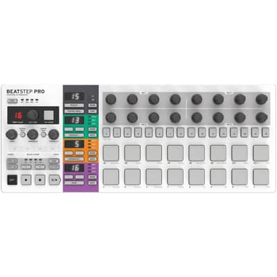 Arturia BeatStep Pro Controller and Sequencer — Aftertouch, Velocity Sensitive, With 2 Independent Melodic Sequencers, Drum Sequencer, 16 Drum Pads, MIDI/CV/Gate I/O and Music Production Software