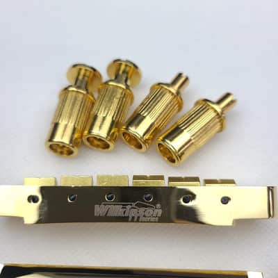 Wilkinson WOGT1 & WOGB2 Tune-O-Matic Bridge for LP Guitar (Bridge & Tailpiece) - Gold (Fast Free US Shipping!) image 5