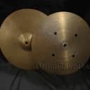 14" ZILDJIAN QUICK BEAT HI HAT CYMBALS, VINTAGE late 1970s HOLLOW LOGO, 1128 & 1202 grams