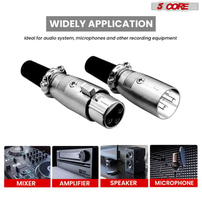 5Core XLR Connector 20 Pair Male Female to 1/4 Audio Jack 3 Pin Secure Mic Plug w Locking Ends image 5