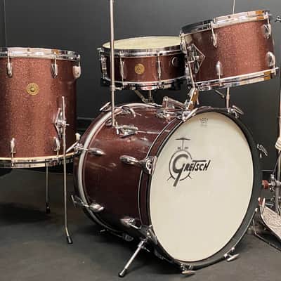 Gretsch 18/12/14/5.5x14" 60's Round Badge Drum Set - Burgundy Sparkle image 2