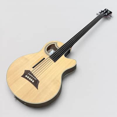 Warwick RockBass Alien Deluxe Thinline Hybrid 5 String Fretless Acoustic Electric Bass Guitar - Natural image 7
