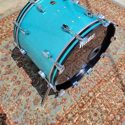 Fibes Austin-Era 16x22 Bass Drum 6-Ply Jasper Shell - Turquoise Sparkle W/ Bag (C013-43) image 2
