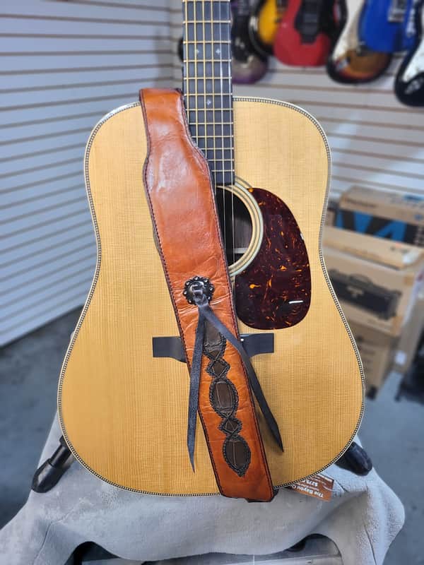 The Southern Outlaw - Handcrafted Full Grain Leather & Louisiana Premium Alligator Accent Guitar Strap image 1