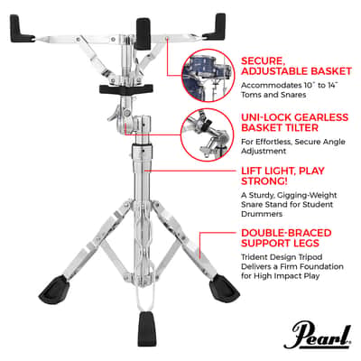 Immagine Pearl S830 Double-Braced Snare Drum Stand – Brand New - 7