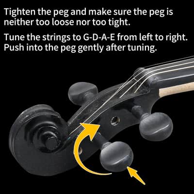 Unbranded Full Size 4/4 Violin Set for Adults Beginners Students with Hard Case, Violin Bow, Shoulder Rest, Rosin, Extra Strings 2020s - Black image 3