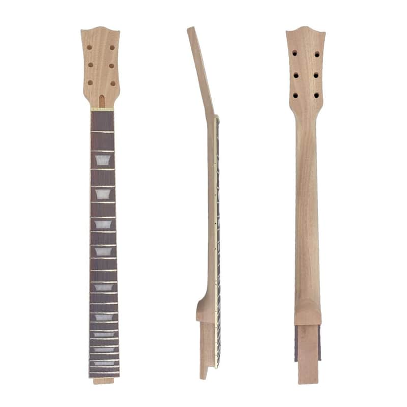 Mahogany Electric Guitar Neck 22 Frets 24.75 Inch Scale Rosewood Fretboard with Binding Normal Nut Set-In Heel Guitar Parts Replacement Unfinished (Trapezoid Inlay) image 1