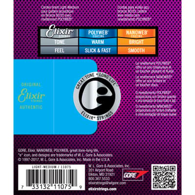 Elixir 11075 80/20 Bronze Polyweb Light/Medium Acoustic Strings 12-56 - Acustic Guitar Strings image 3