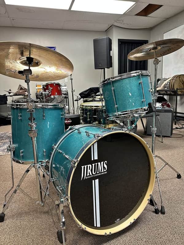 JJRums 3 Piece Drum Set Sizes In Description - Aqua Sparkle image 1