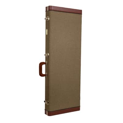 Crossrock Master Series - Wooden Jazzmaster/Jaguar Style Electric Guitar Case - Security Lock, Genuine Leather Handle, Reinforced Hardware, Metal Feet, Storage Space- Olive Green Tweed image 5