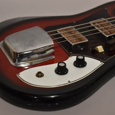 1960s Kingston (Kawai/Teisco) Solidbody Electric Bass Guitar Red Burst MIJ image 8