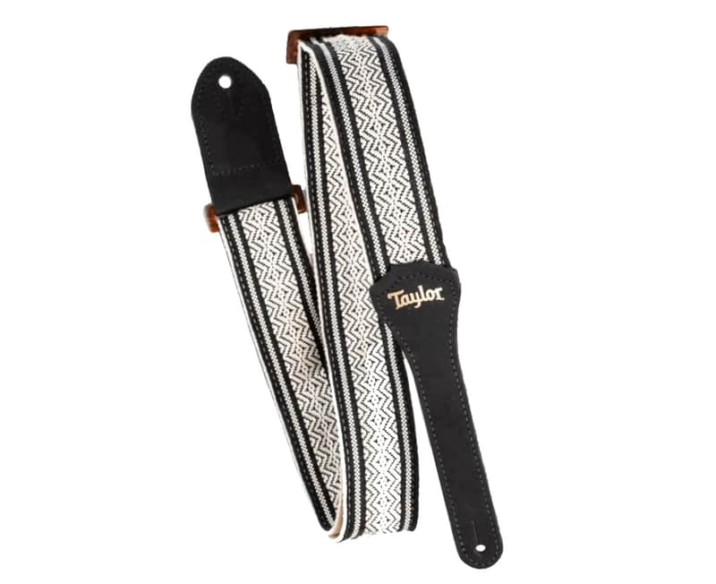 Taylor Guitars 2" Academy Jacquard Leather Guitar Strap in White/Black image 1