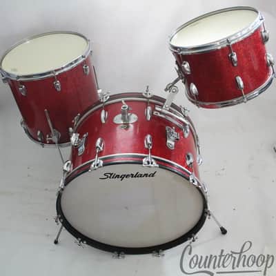 Slingerland 22,13,16 Radio King Drum Set Vintage50s 3ply African Mahogany Chrome image 1