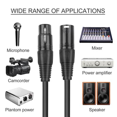 Dmx Terminator 3 Pin XLR Cables Male Female XLR Patch Cable, XLR Cable 10ft 3m Microphone Wire Extension Connectors, Light Dmx Cable with 3 Pin Connector for Stage Lights Dmx Signal Connection image 4
