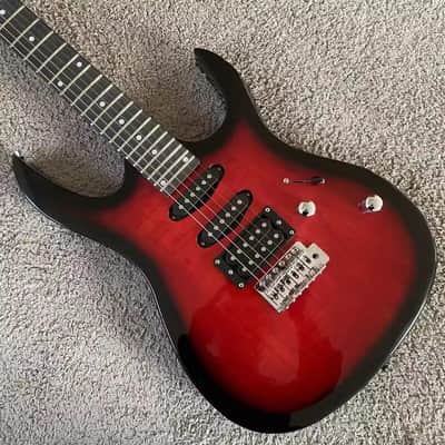 Red Burst HSS Guitar, Maple Neck, Basswood Body image 7