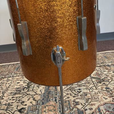 Ludwig 1960s Club Date Floor Tom 14x14" - Gold Sparkle (Rewrap) image 3