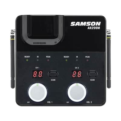 Samson Concert 288m Presentation Dual Channel UHF Wireless System with Tabletop Receiver - (2) LM7 and (2) HS5 (CB88 x 2/AR299M) - K Band image 3