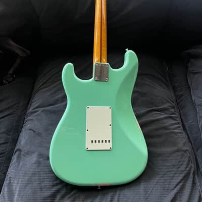 Fender Fender Made in Japan Traditional '50s Stratocaster with Competition Stripe - Surf Green w/ Shell Pink Stripes - Surf Green image 2