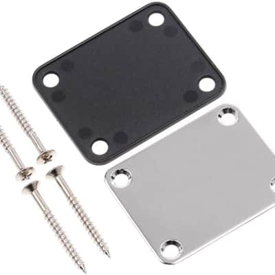 2 Pack Guitar Chrome Neck Plates with Screws for Electric Guitars, Strat Tele Style Guitar Cigar Box Guitar Parts Repair Replace image 3
