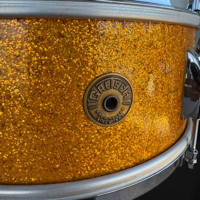 Vintage Gretsch 6-Lug Dixieland 5.5x14 Snare Drum in Gold Sparkle image 2
