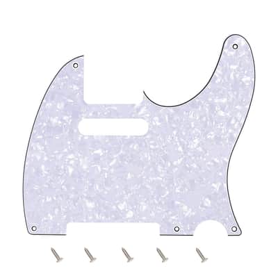 Vintage 5-Hole Tele Pickguard 4 Ply Electric Guitar Pickguard Scratch Plate for USA/Mexican Vintage Style Fender Tele Telecaster JT/HB-18 White Pearl image 1