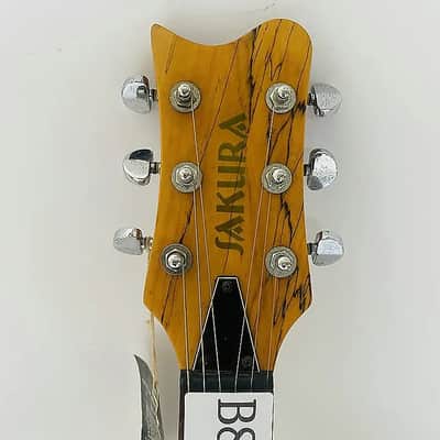 Sakura Electric Guitar, Burl Wood Top Mahogany Body, Maple Neck, Rosewood Fingerboard, 22 Frets, HH Pickups image 10